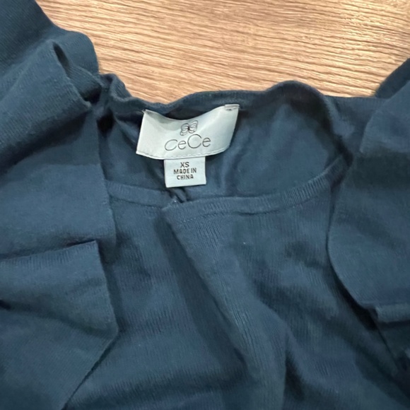 Cece cold shoulder ruffle teal knit sweater (XS) - Picture 3 of 9